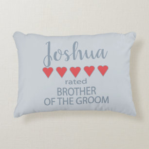 Bridal & Wedding Party 5 Heart Brother of Groom Decorative Cushion