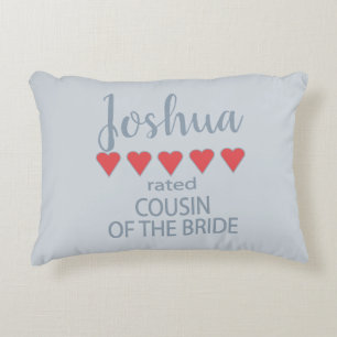Bridal & Wedding Party 5 Heart Cousin of Bride Decorative Cushion