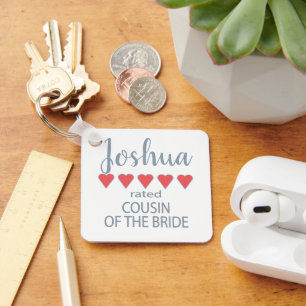 Bridal & Wedding Party 5 Heart Cousin of Bride Key Ring