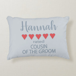 Bridal & Wedding Party 5 Heart Cousin of Groom Decorative Cushion