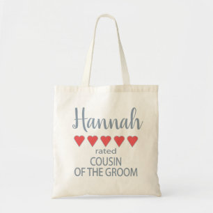 Bridal & Wedding Party 5 Heart Cousin of Groom Tote Bag