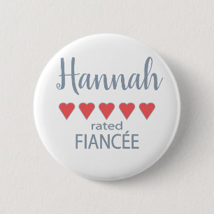 Bridal & Wedding Party 5 Heart Fiancee 6 Cm Round Badge