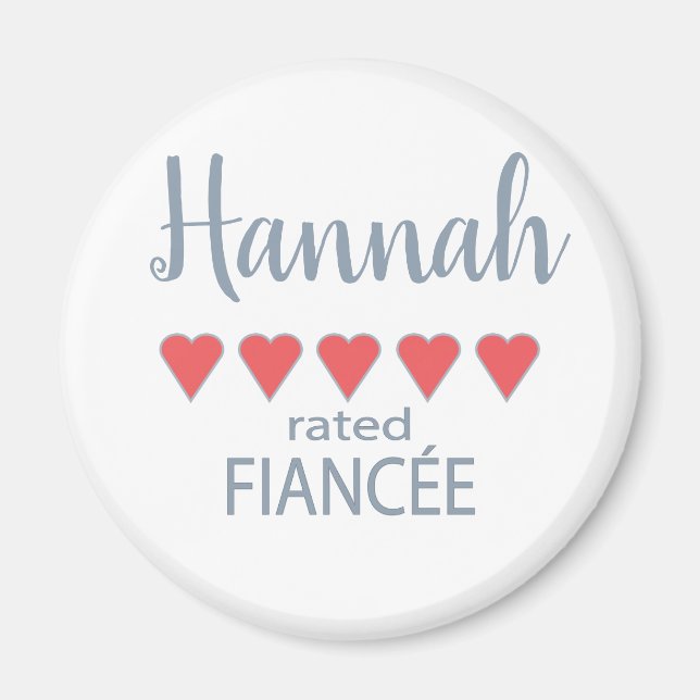 Bridal & Wedding Party 5 Heart Fiancee Magnet (Front)