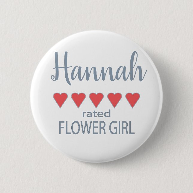 Bridal & Wedding Party 5 Heart Flower Girl 6 Cm Round Badge (Front)