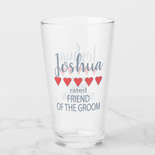Bridal & Wedding Party 5 Heart Friend of Groom Glass