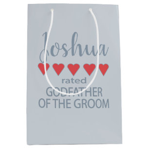 Bridal & Wedding Party 5 Heart Godfather of Groom Medium Gift Bag