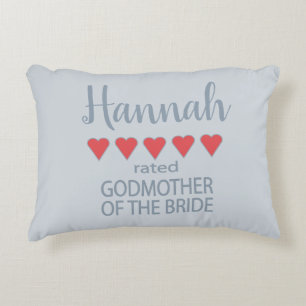 Bridal & Wedding Party 5 Heart Godmother of Bride Decorative Cushion