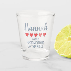 Bridal & Wedding Party 5 Heart Godmother of Bride Shot Glass