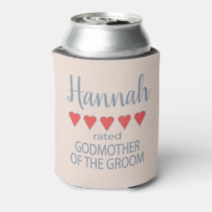 Bridal & Wedding Party 5 Heart Godmother of Groom Can Cooler