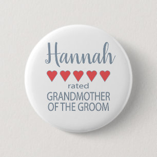 Bridal & Wedding Party 5 Heart Grandmother o Groom 6 Cm Round Badge