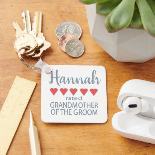 Bridal & Wedding Party 5 Heart Grandmother o Groom Key Ring