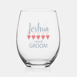 Bridal & Wedding Party 5 Heart Groom Stemless Wine Glass
