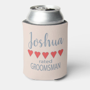 Bridal & Wedding Party 5 Heart Groomsman Can Cooler