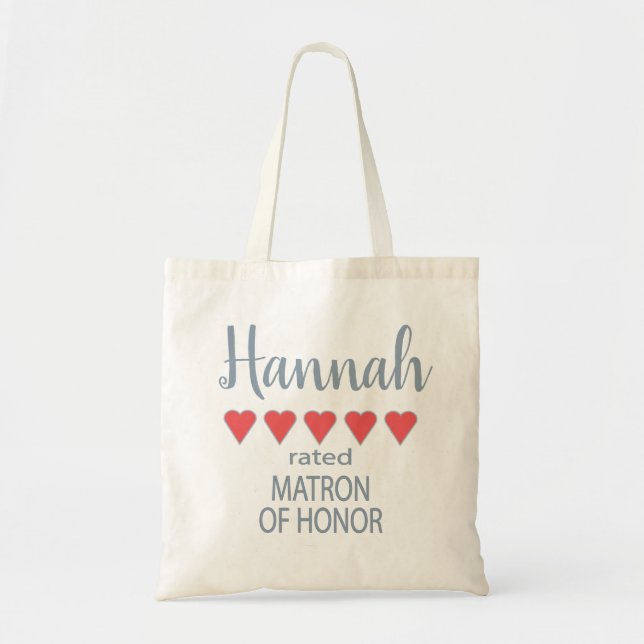 Bridal & Wedding Party 5 Heart Matron of Honour Tote Bag (Front)
