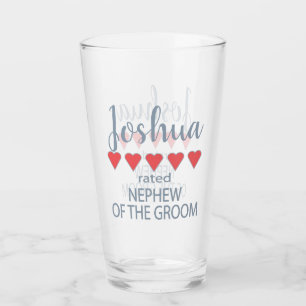 Bridal & Wedding Party 5 Heart Nephew of Groom Glass