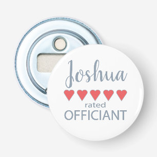 Bridal & Wedding Party 5 Heart Officiant Bottle Opener