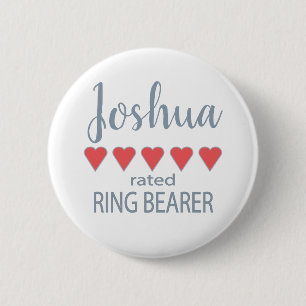 Bridal & Wedding Party 5 Heart Ring Bearer 6 Cm Round Badge