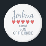 Bridal & Wedding Party 5 Heart Son of Bride Magnet<br><div class="desc">Members of the bridal party and wedding party will feel loved and appreciated with a “five heart” gift made especially for them. Love is what it’s all about. Whether it’s a hometown wedding or destination wedding the personalised items will be sure to bring smiles along the way. The customisable t-shirts...</div>
