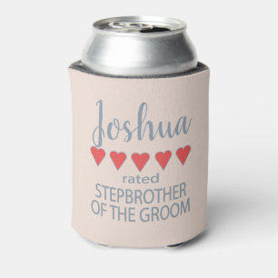 Bridal & Wedding Party 5 Heart Stepbrother o Groom Can Cooler