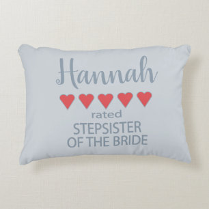 Bridal & Wedding Party 5 Heart Stepsister of Bride Decorative Cushion