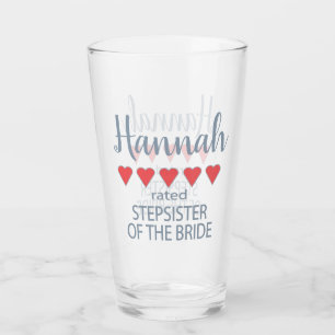 Bridal & Wedding Party 5 Heart Stepsister of Bride Glass