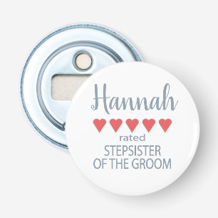 Bridal & Wedding Party 5 Heart Stepsister of Groom Bottle Opener