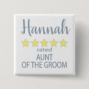 Bridal & Wedding Party 5 Star Aunt of Groom 15 Cm Square Badge