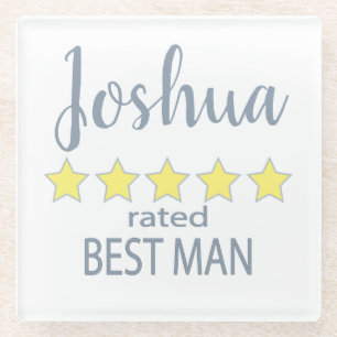 Bridal & Wedding Party 5 Star Best Man Glass Coaster