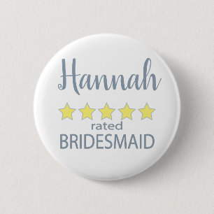 Bridal & Wedding Party 5 Star Bridesmaid 6 Cm Round Badge
