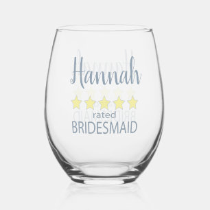 Bridal & Wedding Party 5 Star Bridesmaid Stemless Wine Glass