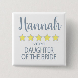 Bridal & Wedding Party 5 Star Daughter of Bride 15 Cm Square Badge