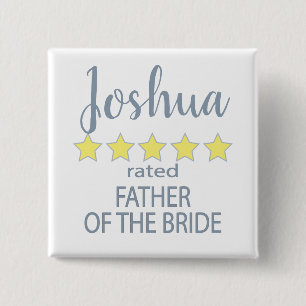 Bridal & Wedding Party 5 Star Father of Bride 15 Cm Square Badge