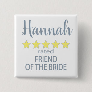 Bridal & Wedding Party 5 Star Friend of Bride 15 Cm Square Badge