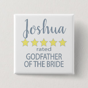 Bridal & Wedding Party 5 Star Godfather of Bride 15 Cm Square Badge