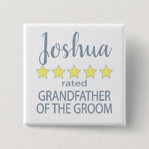 Bridal & Wedding Party 5 Star Grandfather of Groom 15 Cm Square Badge