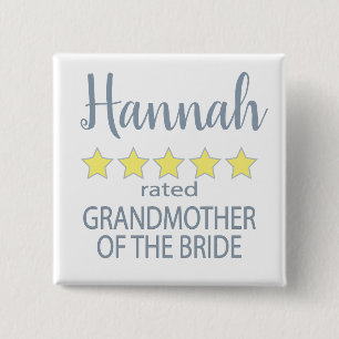 Bridal & Wedding Party 5 Star Grandmother of Bride 15 Cm Square Badge