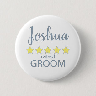 Bridal & Wedding Party 5 Star Groom 6 Cm Round Badge