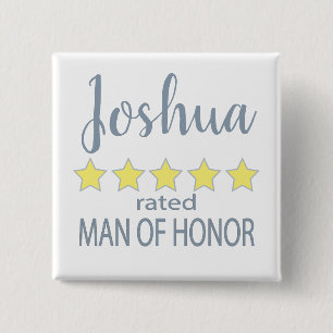 Bridal & Wedding Party 5 Star Man of Honour 15 Cm Square Badge