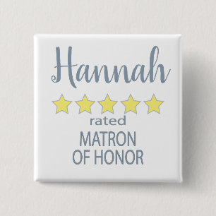 Bridal & Wedding Party 5 Star Matron of Honour 15 Cm Square Badge