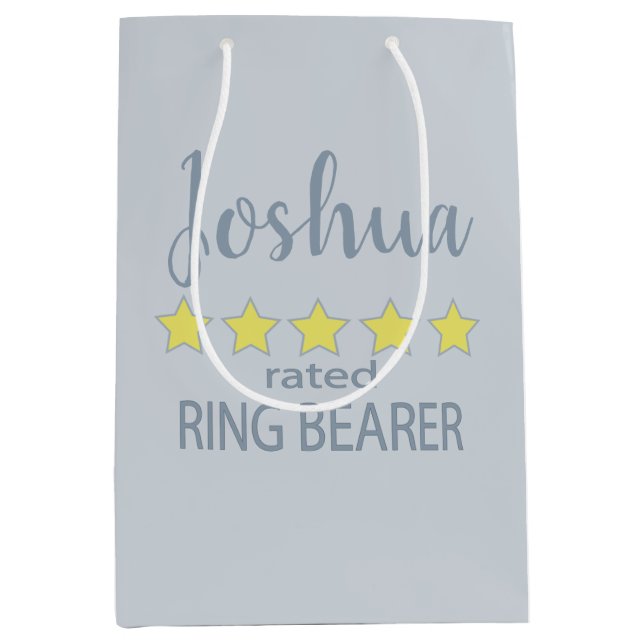 Bridal & Wedding Party 5 Star Ring Bearer Medium Gift Bag (Front)