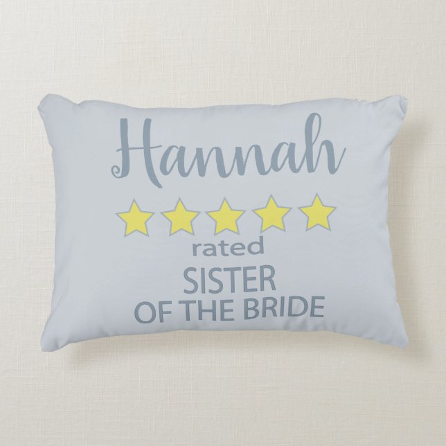 Bridal & Wedding Party 5 Star Sister of Bride Decorative Cushion (Front)
