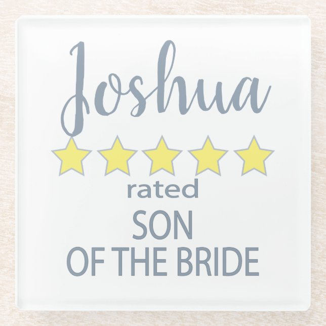 Bridal & Wedding Party 5 Star Son of Bride Glass Coaster (Front)
