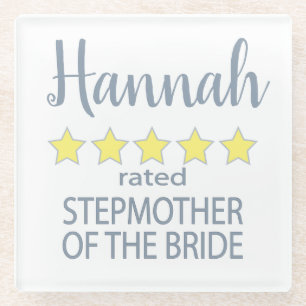 Bridal & Wedding Party 5 Star Stepmother of Bride Glass Coaster