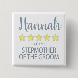 Bridal & Wedding Party 5 Star Stepmother of Groom 15 Cm Square Badge