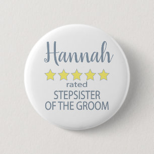 Bridal & Wedding Party 5 Star Stepsister of Groom 6 Cm Round Badge