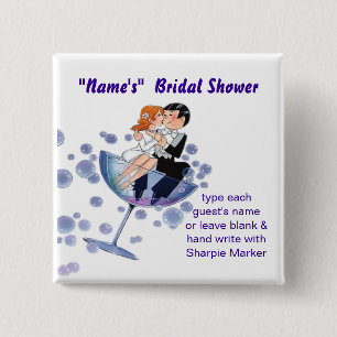 Bridal Wedding Shower Name Pins