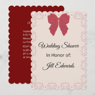 Bridal Wedding Shower Vintage Red Bow Invitation
