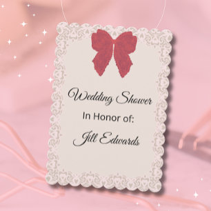 Bridal Wedding Shower Vintage Red Bow Invitation