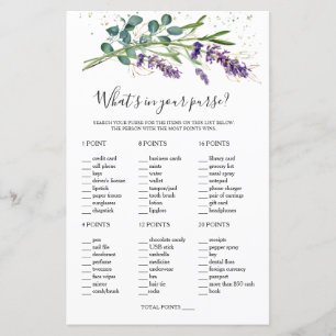 Bridal What's in Your Purse/Scramble Paper Sheet