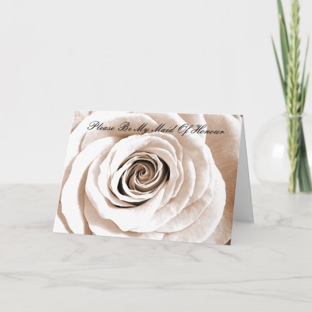 Bridal white Please Be My Maid Of Honor Invitation (Front)